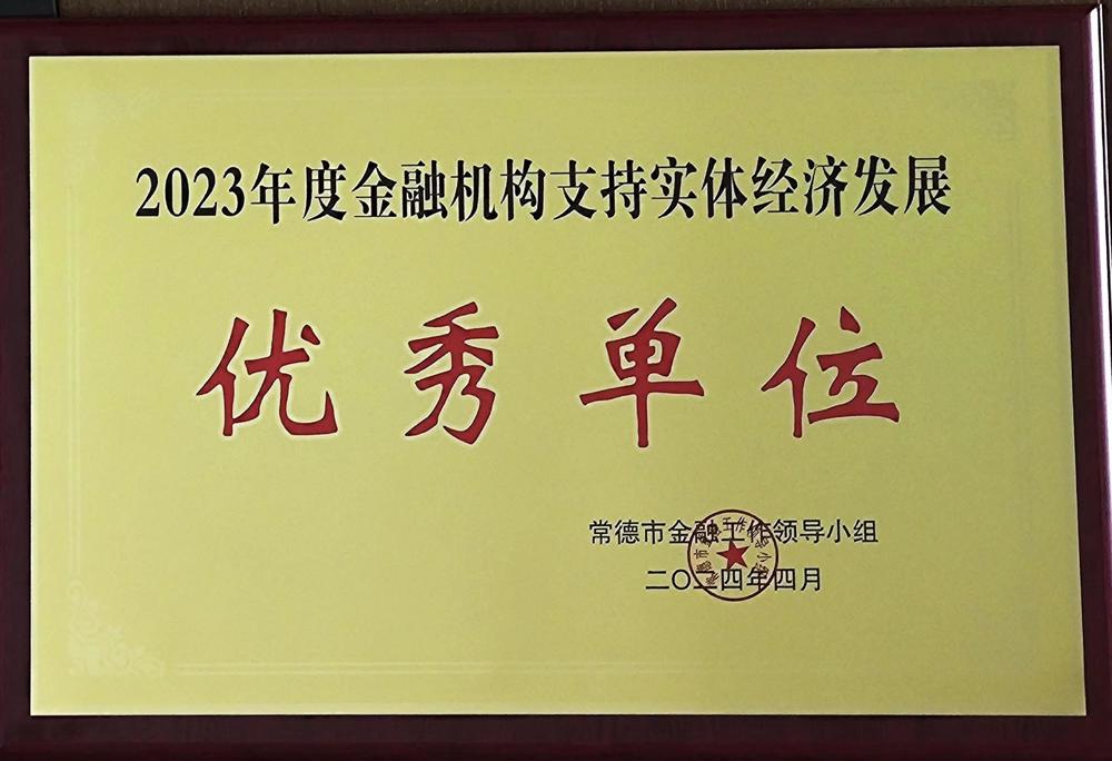 6号 2024.04 2023年度金融机构支持地方经济发展优秀单位——优秀单位：“7+4”类地方金融机构 （一）融资担保机构：常德财鑫担保有限公司、常德财科担保有限公司；（二）常德双鑫小额贷款股份有限公司：双鑫小贷；（三）典当公司：常德财鑫典当有限公司。注：常德市金融工作领导小组颁发